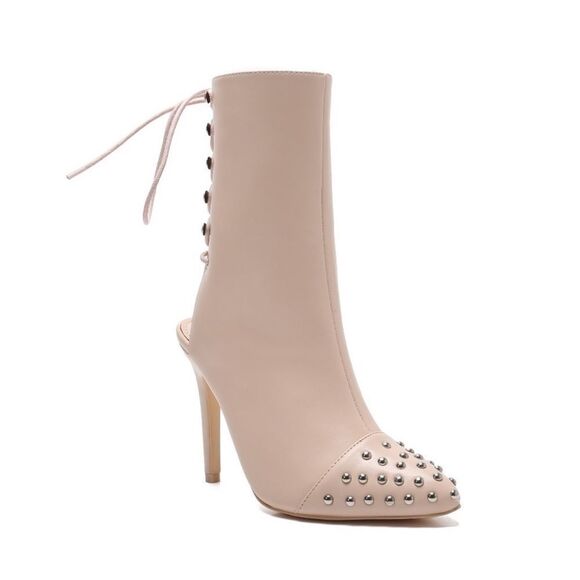 🖤 MACKINJ | Studded Toe Lace-Up Ankle 4” Heel - Picture 2 of 5